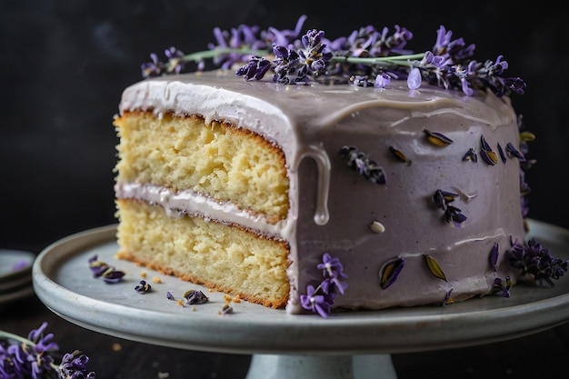 Foto lavendel-earl-grey-kuchen mit bergamot-glasur