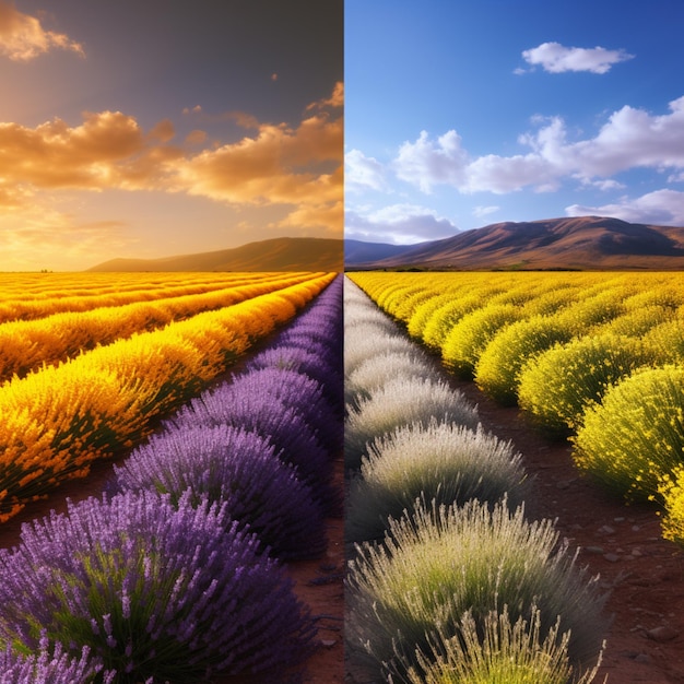 Lavendel gegen Senfgelb hochwertige Ultra-HD 8K-HDR