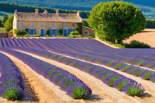 Foto lavendelbauernhaus in der sonnigen provence