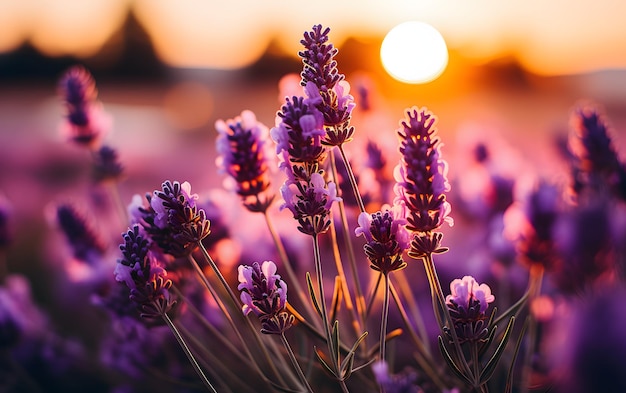 Lavendelblüte bei Sonnenuntergang