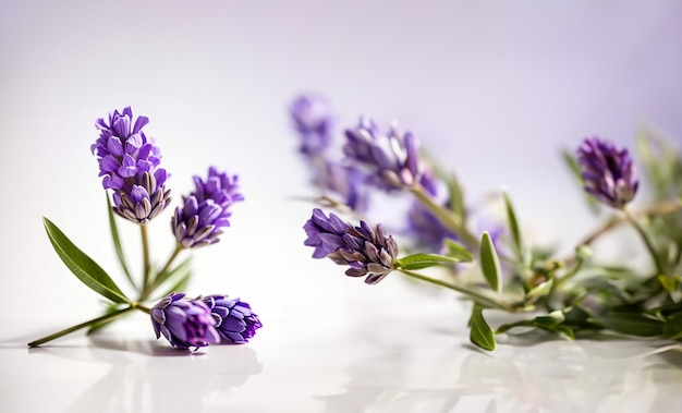 Lavendelblüten auf weißem Hintergrund. Blumenhintergrund