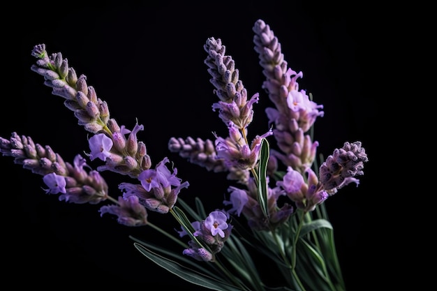 Lavendelblumen auf schwarzem Hintergrund