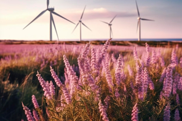 Lavendelfelder schmücken die von Ai erzeugten Windkraftgeneratoren