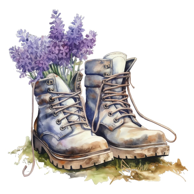 Lavendelschuhe Aquarell Illustration Lavendel Clipart