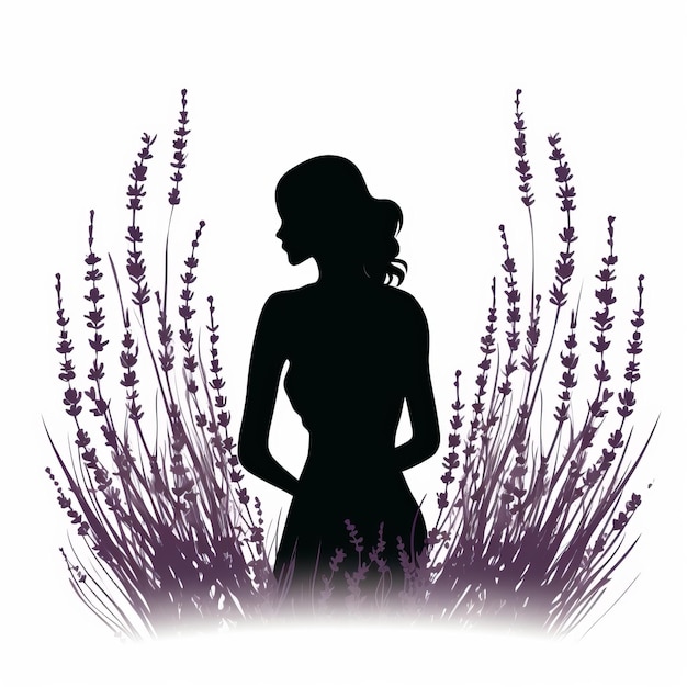 Foto lavender silhouette vector detailed background with exotic flora and fauna