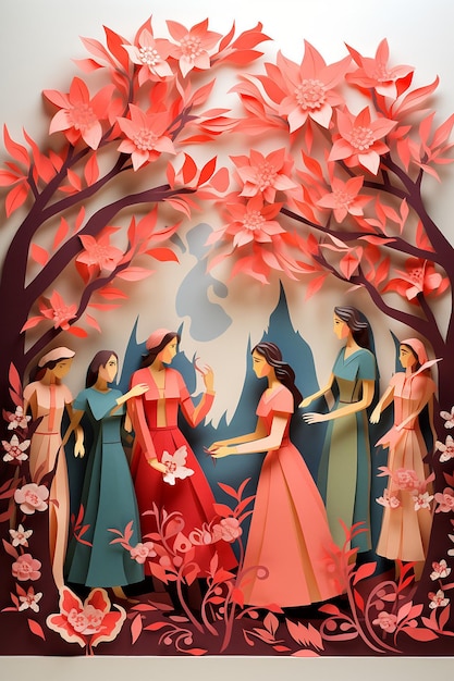 Layered Paper Art Diorama für den Frauentag