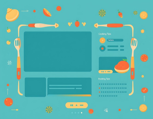 Layout de comida para un streamer culinario con colores apetitosos Interfaz de juego creativo de comida E