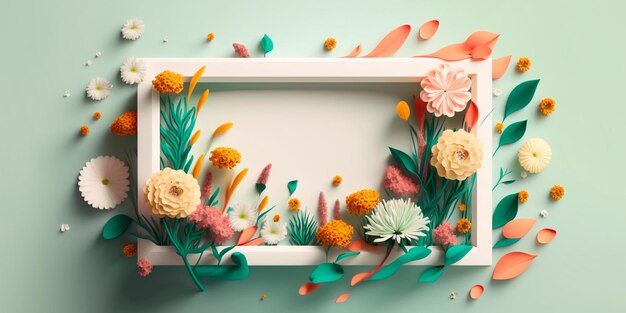 Layout criativo de fundo natural com flores IA generativa