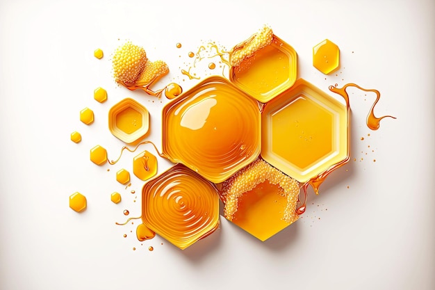 Layout criativo feito de mel no fundo branco