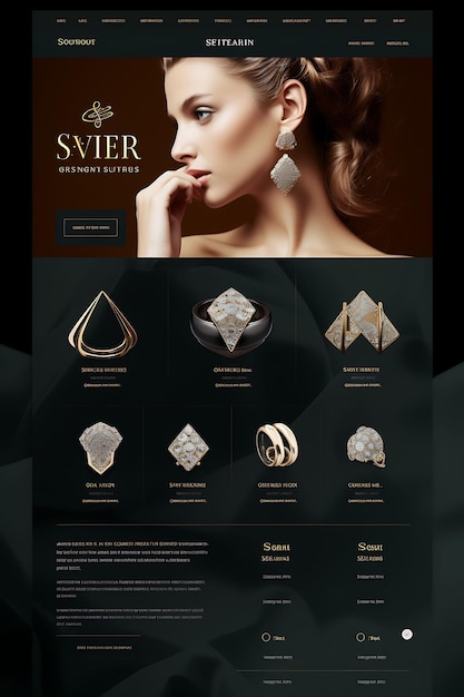 Layout da Web luxuoso com designs personalizados para diferentes áreas do site para mostrar seu estilo criativo