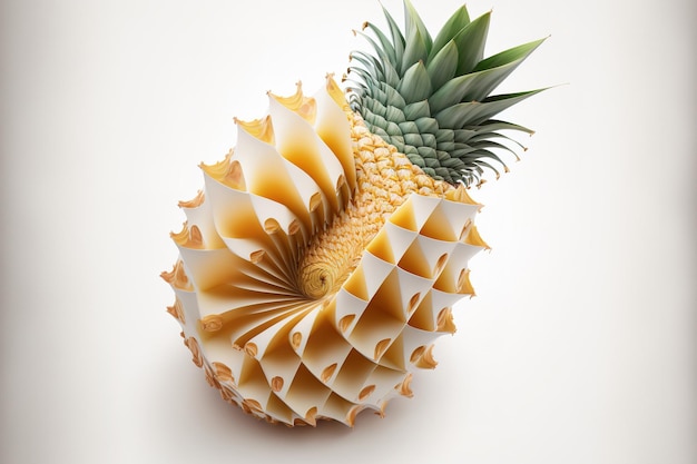 Layout de abacaxi inventivo com um fundo branco Coloque a noção plana da ideia de nível macro alimentar