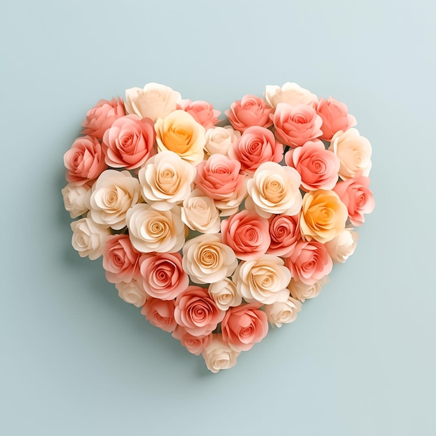Layout de amor criativo com espaço de cópia de coração de flor para texto Ai gerado