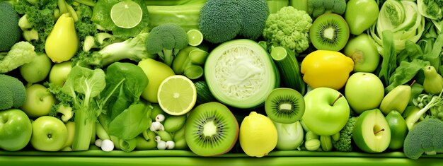 Layout de banners de frutas e legumes verdes ia geradora
