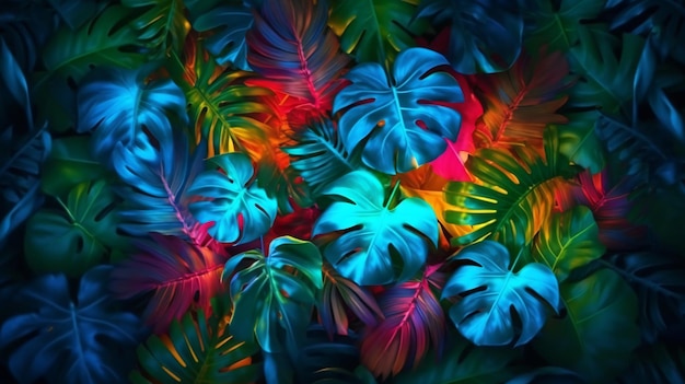 layout de cor fluorescente criativo feito de tropical