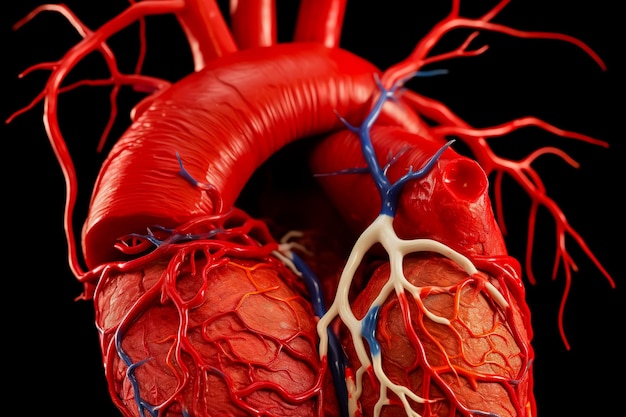 Foto layout de vasos sanguíneos no modelo 3d do corpo humano