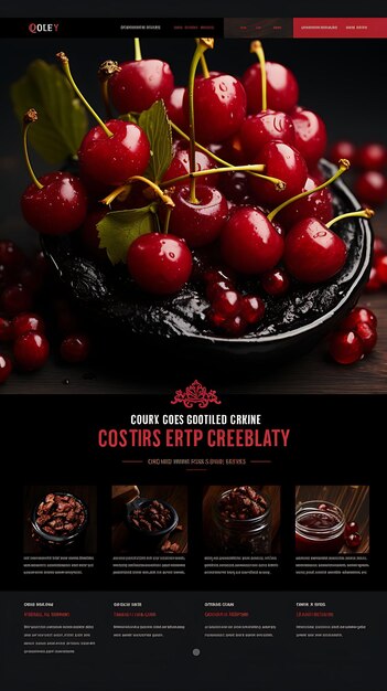 Foto layout do site cola cherry embalagem com paleta preta e vermelha de cereja clas poster flyer design