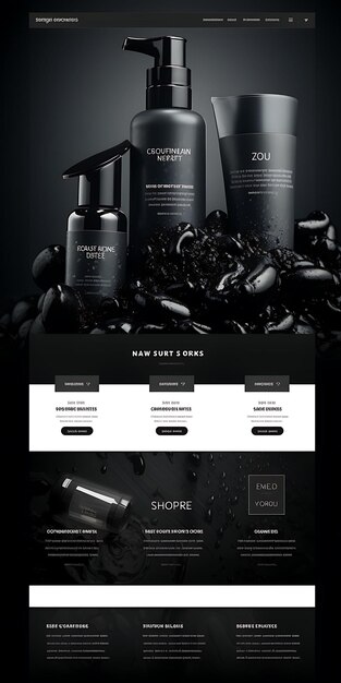 Layout do site da Boutique Mens Grooming Products Shop Sleek Black and Silver Creative Figma Art