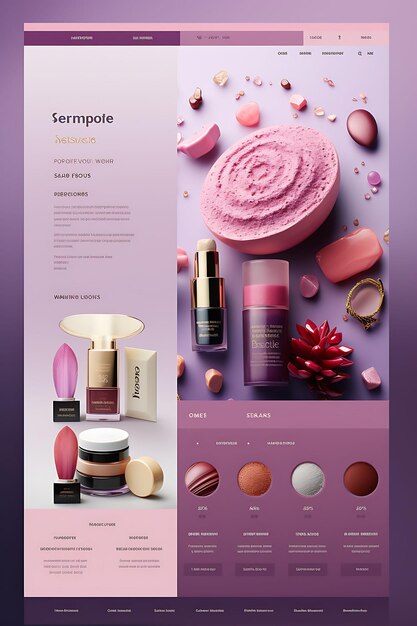 Layout do site da Loja de Cosméticos de Designer para Mulheres Cor Vibrante e Moderna Arte Figma Criativa