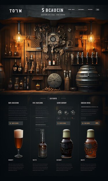 Foto layout do site microbrewery com uma paleta cinzenta de cobre e ardósia design de cartaz industrial