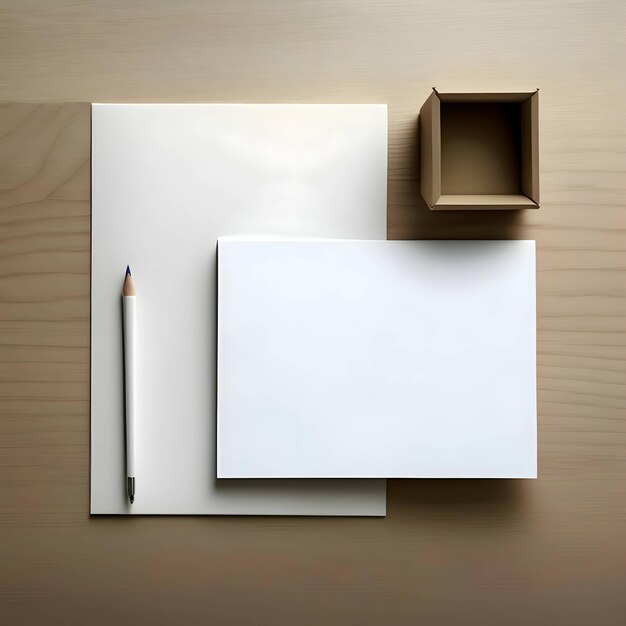 Layout minimalista uma folha branca de papel em branco e um lápis