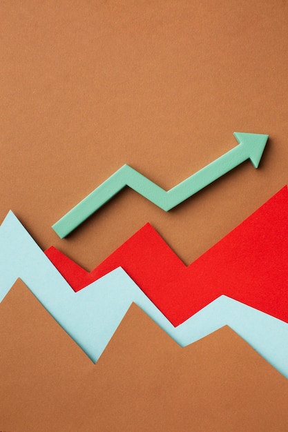 Foto layout plano de apresentação de estatísticas de crescimento com seta