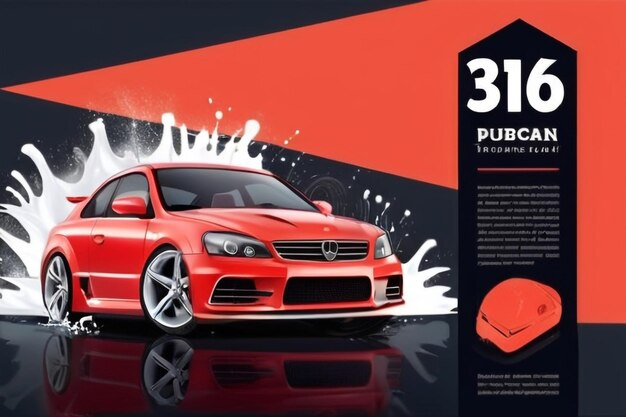 Layout vetorial com carro Design para publicidade de um serviço de lavagem de carros