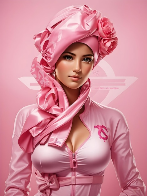 Lazo rosa en la camiseta de la mujer para la concientización sobre el cáncer de mama