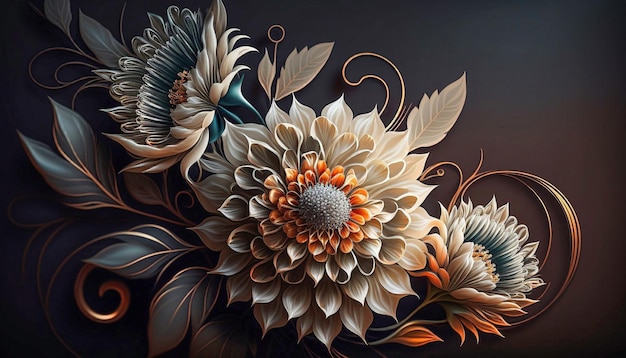 Ölblumenmalerei botanischer Druck auf Leinwand Grußkarte Naturkonzept Generierte KI