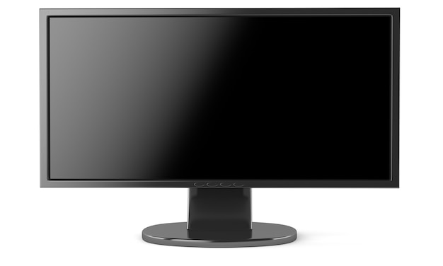 Foto lcd-monitor mit leerem bildschirm lokalisiert auf weißem hintergrund