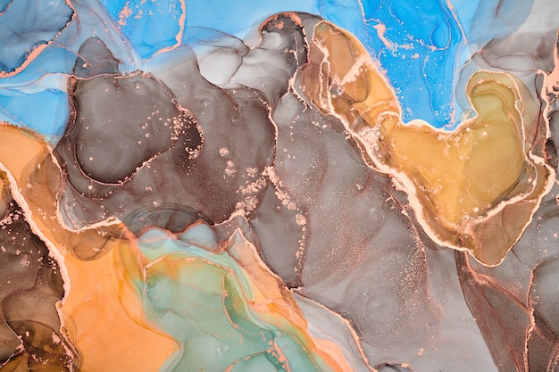 Álcool cores de tinta translúcidas Fundo de textura de mármore multicolorido abstrato