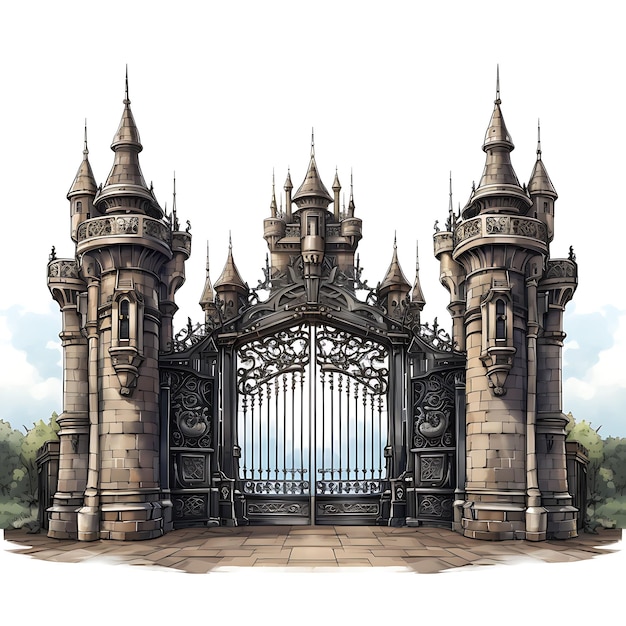Le Keep Gate With Castle Emblem Design Consiste em uma Grand Entr 2 3D Design Concept IdeasD