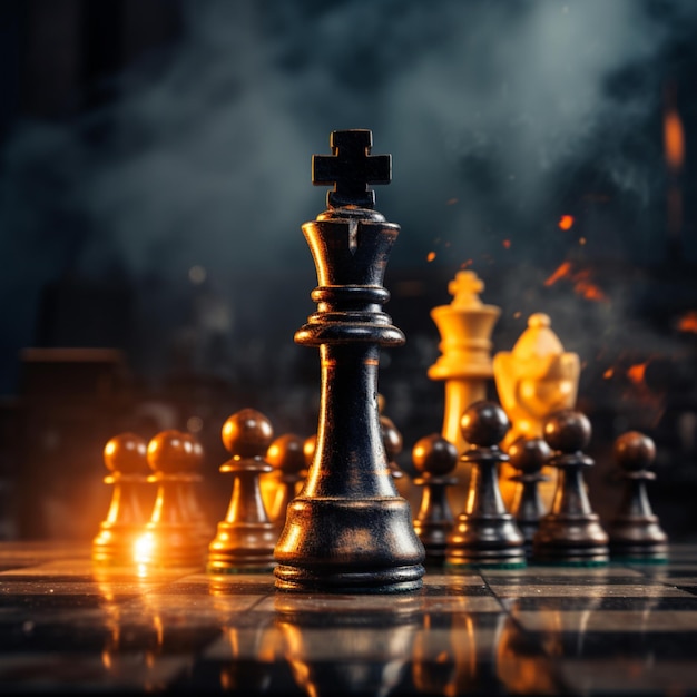 Leader-Erfolg-Schach-Brettspiel-Konzept des Geschäfts. KI-generierte Kunst