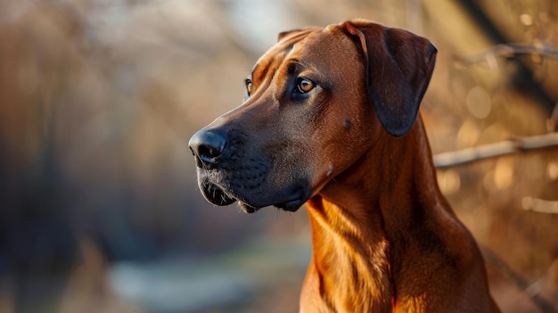 Un leal y protector Rhodesian Ridgeback con una apariencia fuerte y noble Ilustración generada por IA