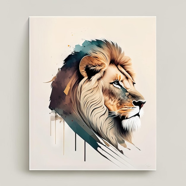 Leão em ilustração minimalista com cores suaves