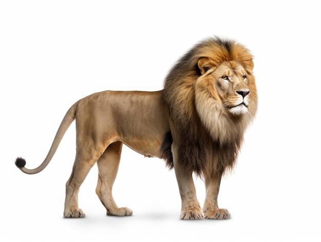 Leão masculino isolado no fundo branco