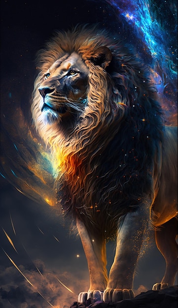 Leão no papel de parede do fogo