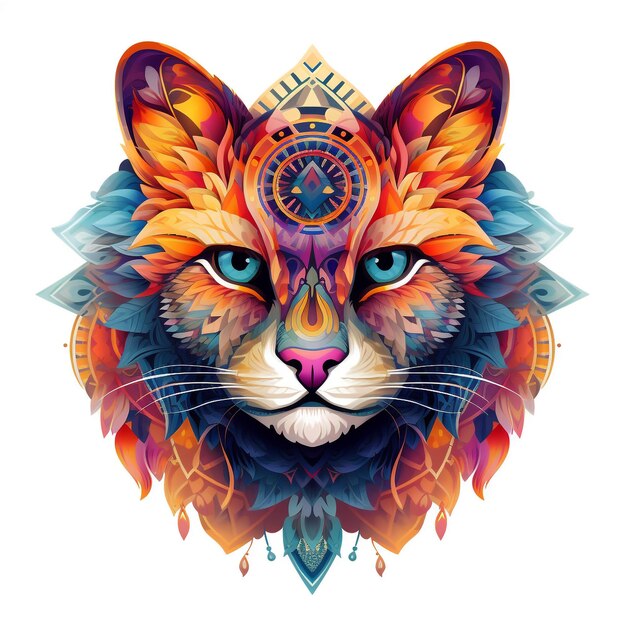 Lebendig farbige Katzen-Mandala
