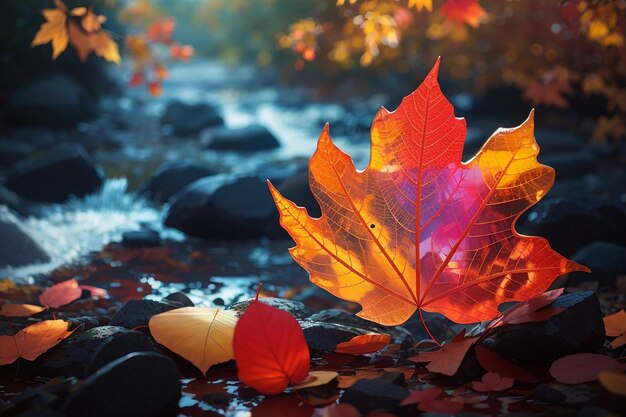 Lebendig farbiges transparentes Herbstblatt