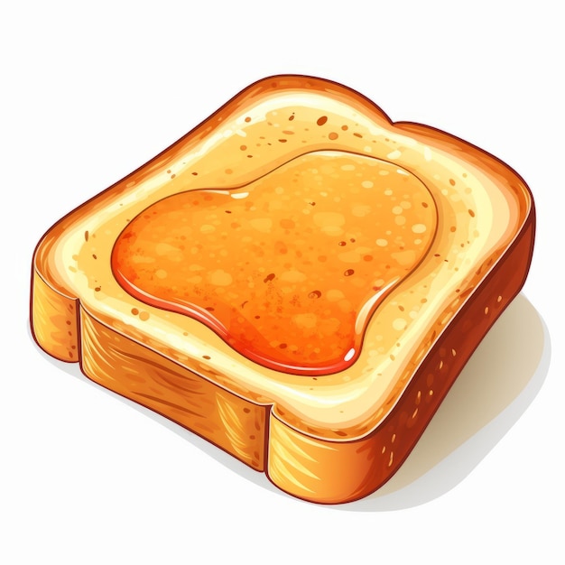 Lebendige 2D-Spielkunst-Illustration von Toast mit Marmelade und Honig