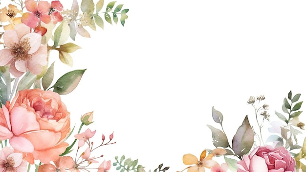 Lebendige Aquarellillustration wunderschöner Blumen. Generative KI