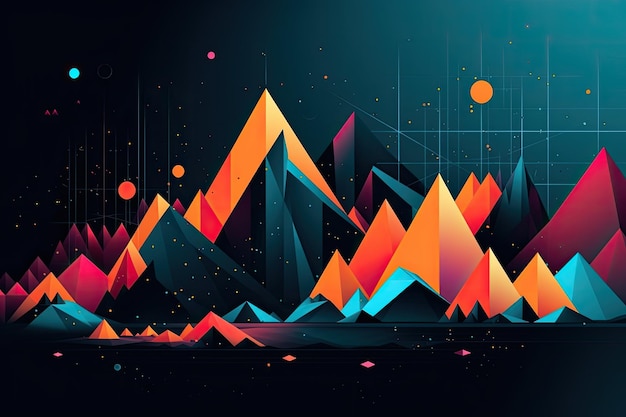 Lebendige Berglandschaft vor stimmungsvoller Kulisse. Generative KI