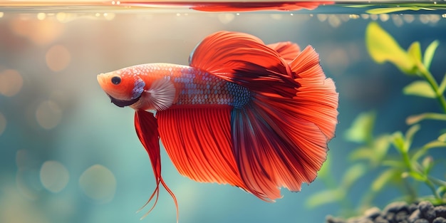 Lebendige Betta-Fische im kristallklaren Aquariumwasser Eine fesselnde Ausstellung