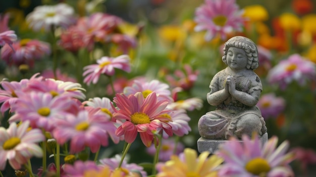 Foto lebendige blüten in schattierungen von rosa, gelb und lila zusammen ihre zarten blütenblätter scheinen zu schwanken