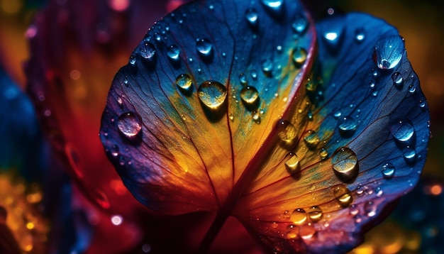 Lebendige Blütenblätter spiegeln die feuchte Schönheit der von KI erzeugten natürlichen Herbstwiese wider