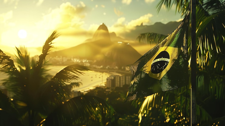 Foto lebendige brasilianische fahnen und dekorationen auf den straßen zur feier des unabhängigkeitstages