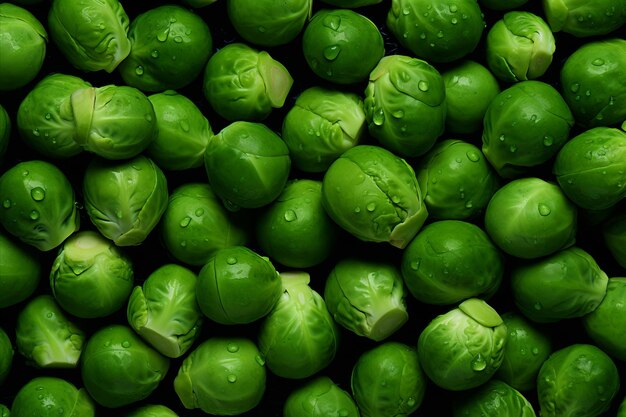 Lebendige Brüsseler Knospen ernten frisch gesammelte Köstlichkeiten, die einen auffallenden Hintergrund bieten