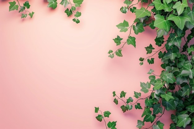 Lebendige Efeu-Kaskade auf rosa Hintergrund