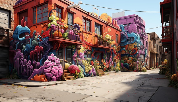 Lebendige Farben malen das Stadtleben, Kulturen und berühmte Orte, die von KI generiert wurden
