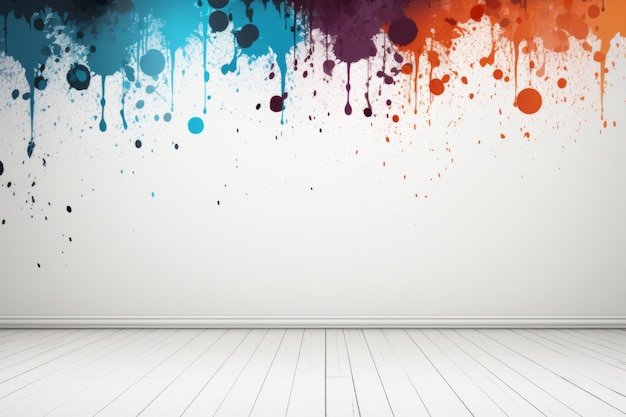 Foto lebendige, farbenfrohe farbflächen erzeugen künstlerische muster auf einem weißen, strukturierten wandhintergrund