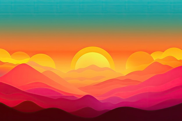 Lebendige Farbpalette mit Farbverläufen auf Sonnenuntergangs- oder Sonnenaufgangshintergrund